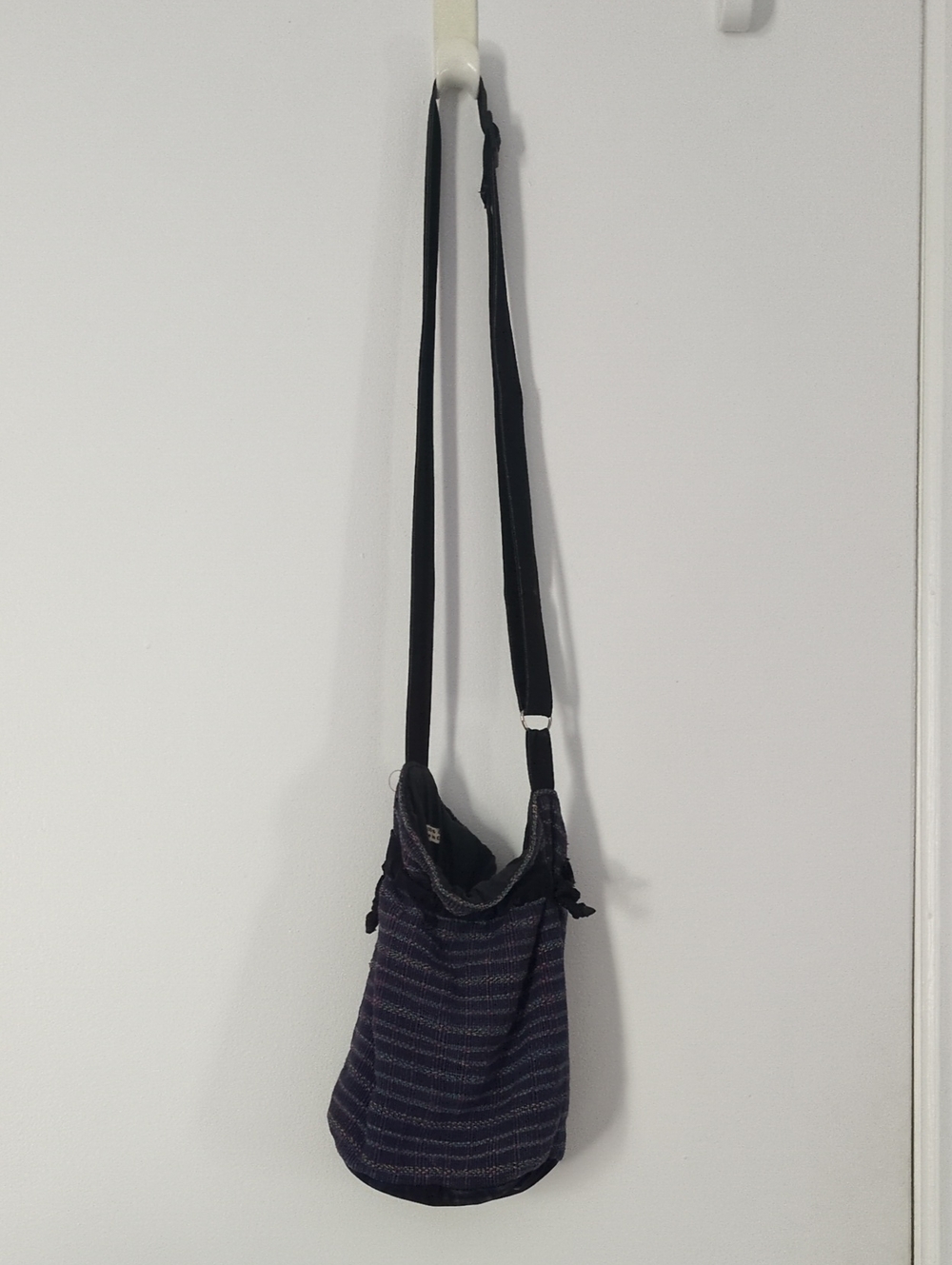 Purple Striped Crossbody 100% Cotton Bag